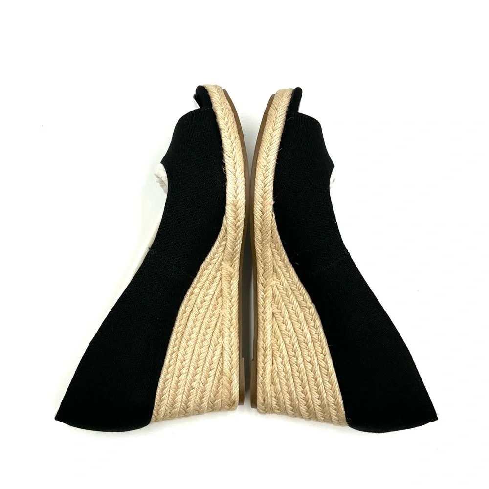 Bandolino Size 6 Nuri Black Fabric Espadrilles Open‎ Toe Wedges Sandals Shoes